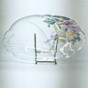 Mikasa Oval Glass Divided Serving Platter "Celebrations" Holiday Bells Japan